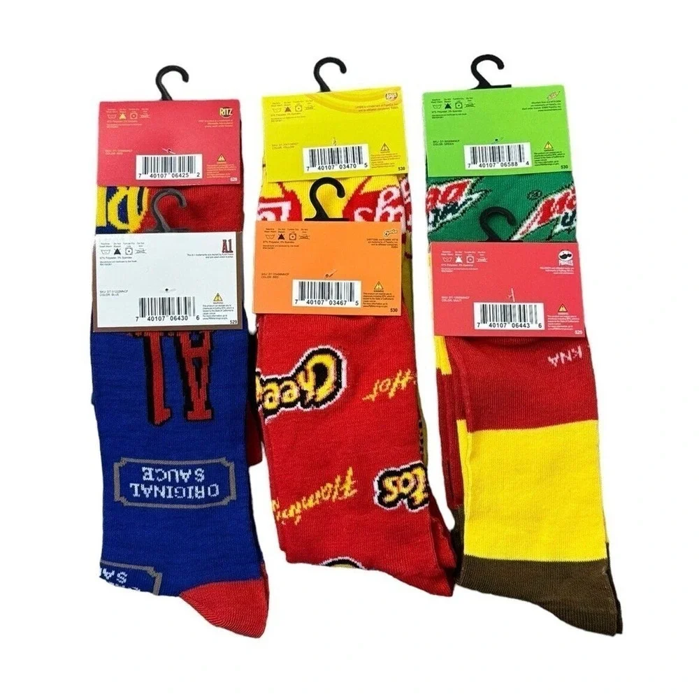 Odd Sox Novelty Crazy Socks Pringles A1 Lays Cheetos RITZ Soda Mens Sz 6-12 Crew